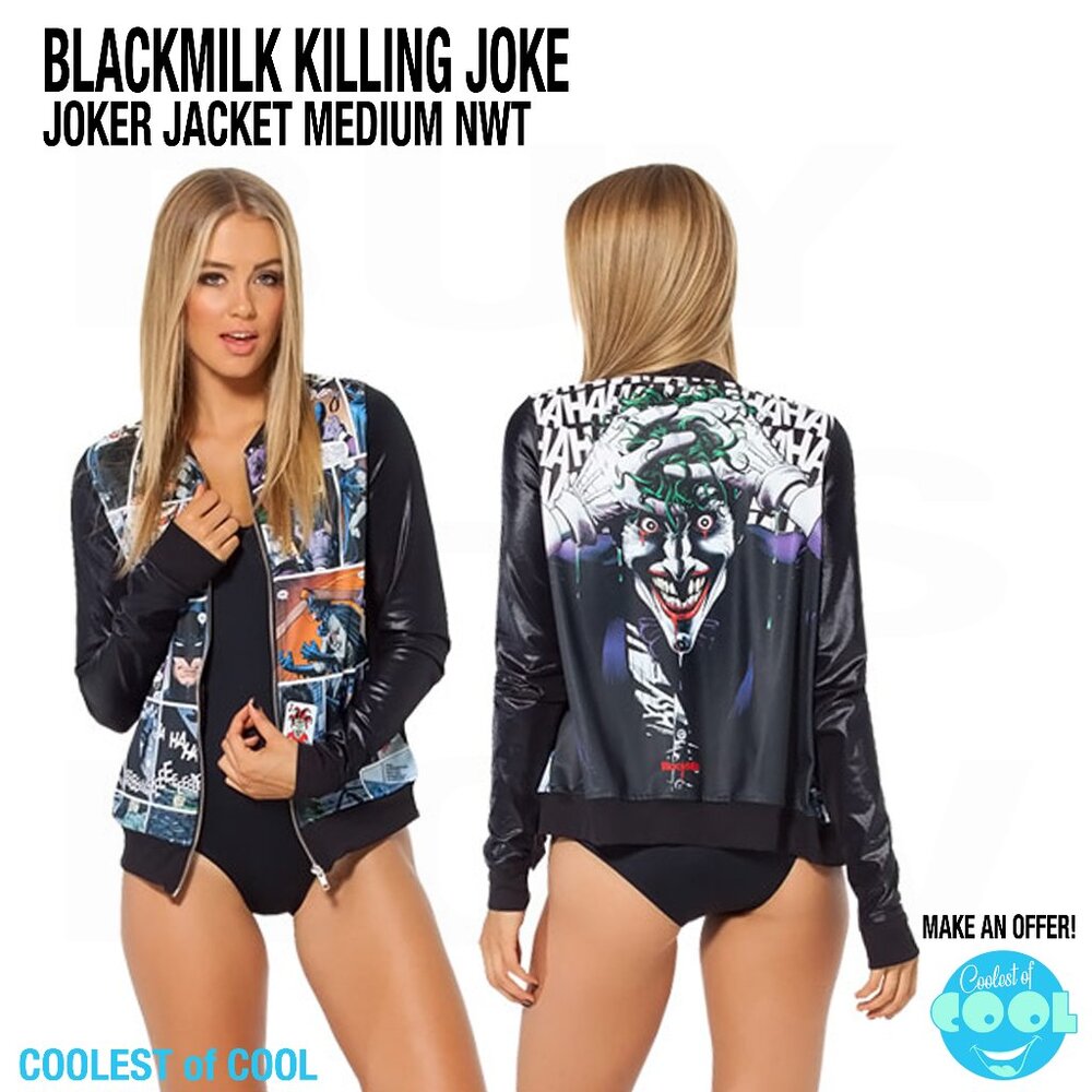 Rare Blackmilk Batman Killing Joke BF Joker Bomber Jacket womens size medium NWT